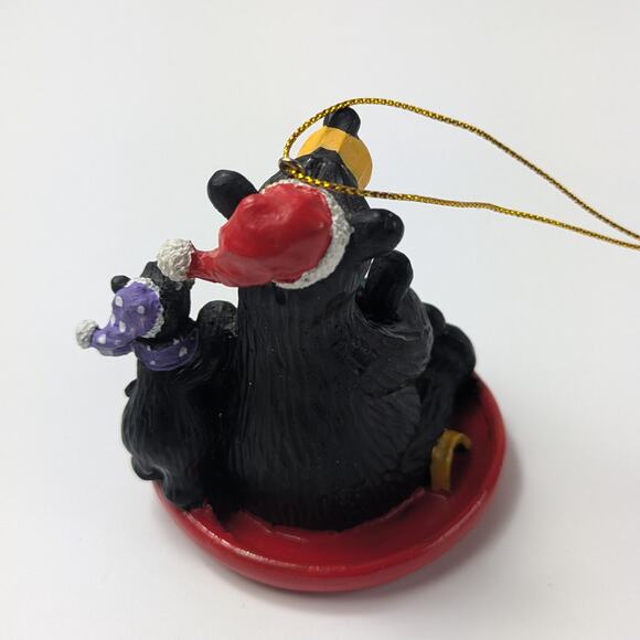 Big Sky Bear Christmas Ornament Carvers Fleming Red Sled Collectible Mom Cubs - Picture 3 of 8
